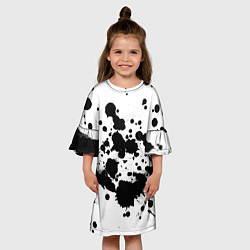 Платье клеш для девочки Брызги черной краски, цвет: 3D-принт — фото 2