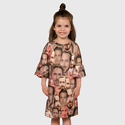 Платье клеш для девочки Лица Райана Гослинга, цвет: 3D-принт — фото 2