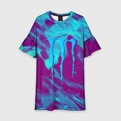 Платье клеш для девочки Monster energy неон, цвет: 3D-принт