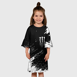 Платье клеш для девочки Monster energy белые краски, цвет: 3D-принт — фото 2