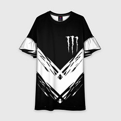 Платье клеш для девочки Monster energy белые полосы, цвет: 3D-принт