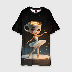 Платье клеш для девочки Балерина Капучино, мем, Ballerina Cappuccina, цвет: 3D-принт