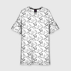 Платье клеш для девочки Черно белый ягодный узор ретро, цвет: 3D-принт