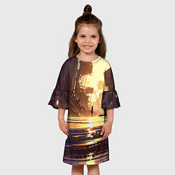 Платье клеш для девочки Аниме под солнцем, цвет: 3D-принт — фото 2