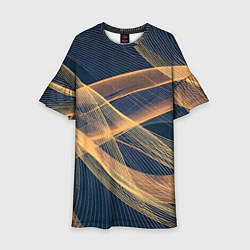 Платье клеш для девочки Световые волны, цвет: 3D-принт