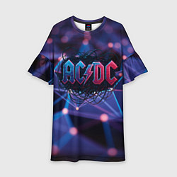 Платье клеш для девочки ACDC лого в градиенте, цвет: 3D-принт
