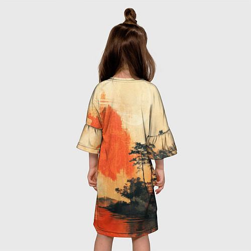Детское платье Рыбацкий дом на закате / 3D-принт – фото 4