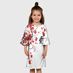 Платье клеш для девочки Сакура с иероглифом Любовь, цвет: 3D-принт — фото 2