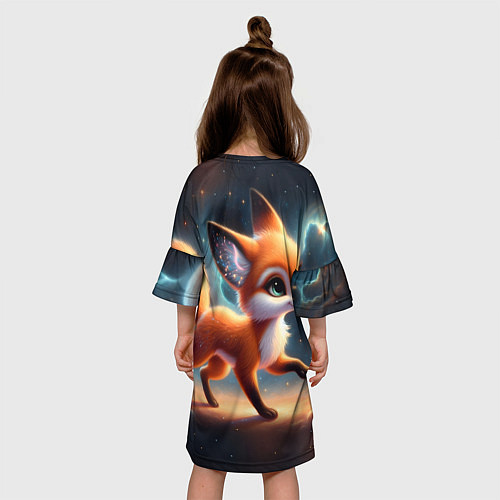 Детское платье Лиса бежит по космическому простору / 3D-принт – фото 4