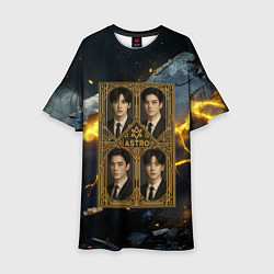 Платье клеш для девочки Astro в золотой рамке, цвет: 3D-принт