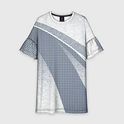 Платье клеш для девочки Светлый серо-голубой текстурированный с полосой, цвет: 3D-принт
