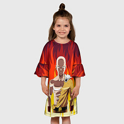 Платье клеш для девочки Saitama in fire, цвет: 3D-принт — фото 2