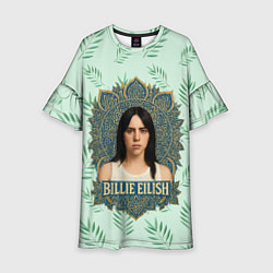 Платье клеш для девочки Билли Айлиш рамка мандала, цвет: 3D-принт