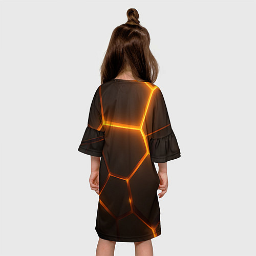 Детское платье Оранжевое свечение текстура / 3D-принт – фото 4