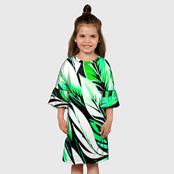 Платье клеш для девочки Крупные листья абстракция, цвет: 3D-принт — фото 2