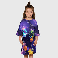 Платье клеш для девочки Among Us космос, цвет: 3D-принт — фото 2
