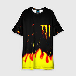 Платье клеш для девочки Monster energy fire steel, цвет: 3D-принт