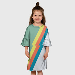Платье клеш для девочки Рок молния Боуи весенняя палитра, цвет: 3D-принт — фото 2
