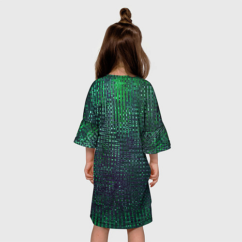 Детское платье Текстурный тёмный сине-зелёный / 3D-принт – фото 4
