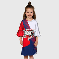 Платье клеш для девочки Bones лого на красной краске, цвет: 3D-принт — фото 2