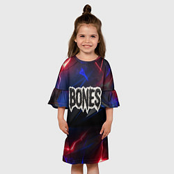 Платье клеш для девочки Логотип Bones из земли, цвет: 3D-принт — фото 2