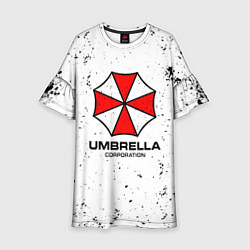 Платье клеш для девочки Umbrella - white dirt, цвет: 3D-принт