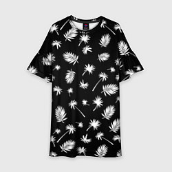 Платье клеш для девочки Текстура черной гавайской рубашки, цвет: 3D-принт