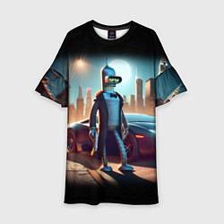 Платье клеш для девочки Бендер с пистолетом - Нью-Йоркская мафия, цвет: 3D-принт