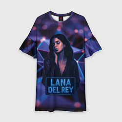 Платье клеш для девочки Lana Del Rey и неоновая вывеска, цвет: 3D-принт