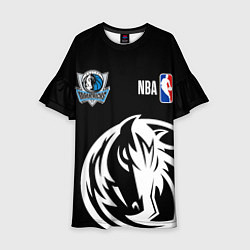 Платье клеш для девочки Даллас Маверикс - большой логотип, цвет: 3D-принт