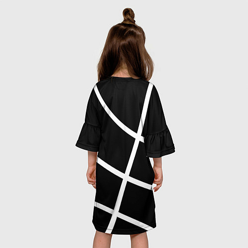 Детское платье Хьюстон Рокетс - текстура черного мяча / 3D-принт – фото 4