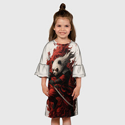 Платье клеш для девочки Демоническая панда самурай - нейроарт, цвет: 3D-принт — фото 2
