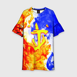 Платье клеш для девочки Doom битва огня, цвет: 3D-принт