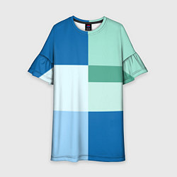 Детское платье Мятное небо колор-блок