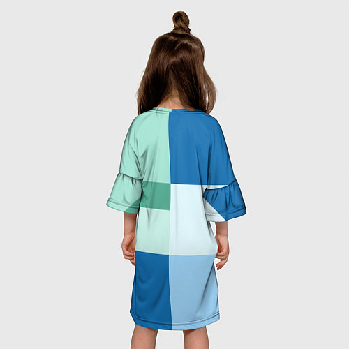 Детское платье Мятное небо колор-блок / 3D-принт – фото 4