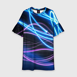 Детское платье Неоновая абстракция на темном