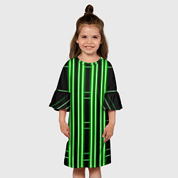 Платье клеш для девочки Neon green, цвет: 3D-принт — фото 2