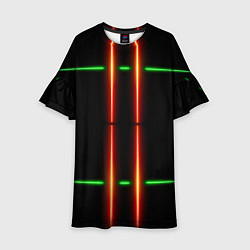 Детское платье Neon green black red line
