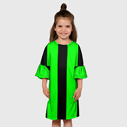 Платье клеш для девочки Color green black line, цвет: 3D-принт — фото 2