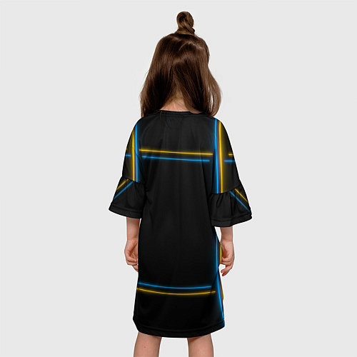 Детское платье Neon yellow light blue / 3D-принт – фото 4
