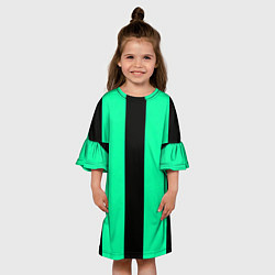 Платье клеш для девочки Color turquoise black line, цвет: 3D-принт — фото 2