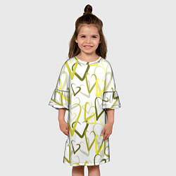 Платье клеш для девочки Зеленые сердца, цвет: 3D-принт — фото 2