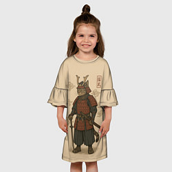 Платье клеш для девочки Кот мастер самурай, цвет: 3D-принт — фото 2