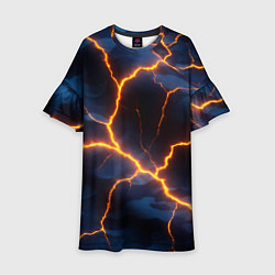 Платье клеш для девочки Молния на камуфляжной текстуре, цвет: 3D-принт