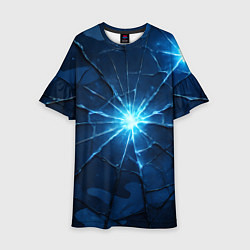 Платье клеш для девочки Синий камуфляж со вспышками, цвет: 3D-принт