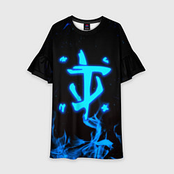 Платье клеш для девочки Дум огонь лого, цвет: 3D-принт