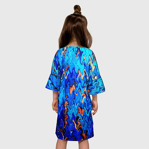 Детское платье Сине-голубой стекающая абстракция / 3D-принт – фото 4