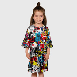Платье клеш для девочки Граффити коллаж, цвет: 3D-принт — фото 2
