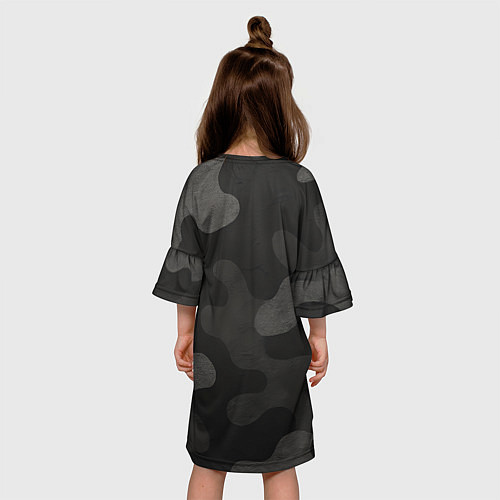 Детское платье Черно-серый камуфляж / 3D-принт – фото 4