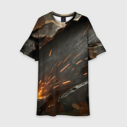 Платье клеш для девочки Искры метала под камуфляжем, цвет: 3D-принт